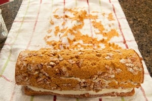 Making Cream Cheese Filled Pumpkin Roll