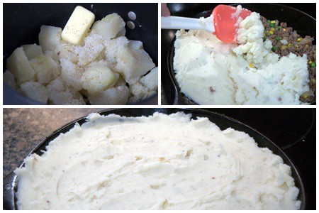 Preparing mashed potatoes for Shepherd's Pie Preparing mashed potatoes for Shepherd's Pie