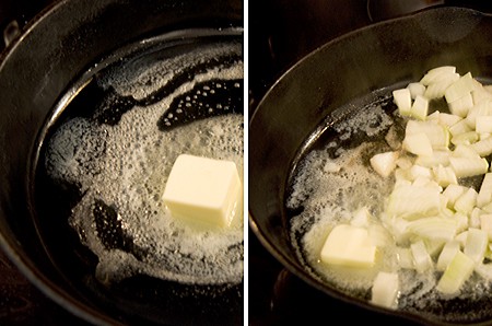 Sauteeing onions for Shepherd's Pie Sauteeing onions for Shepherd's Pie