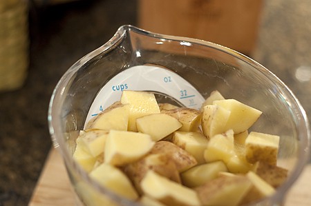 Cubed potatoes for Herbed Roasted Potatoes