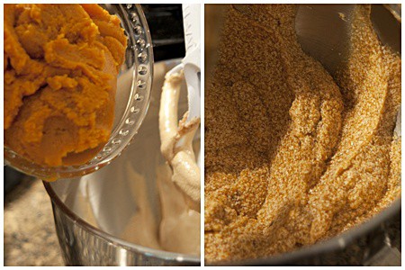 Adding pumpkin to Glazed Pumpkin Pound Cake Adding pumpkin to Glazed Pumpkin Pound Cake