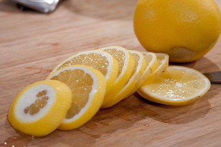 Sliced Meyer lemons Sliced Meyer lemons