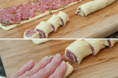 Cutting sausage swirls