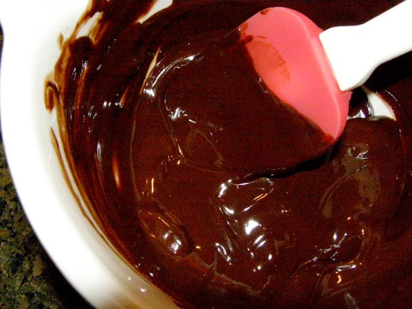 Fully melted butter and chocolate in a bowl.