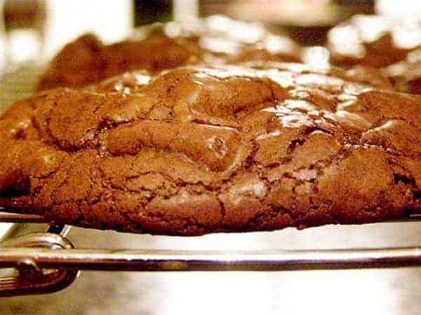 A decadent chocolate cookie that bakes up shiny and crackly on the outside and soft in the center. https://www.lanascooking.com/outrageous-chocolate-cookies/