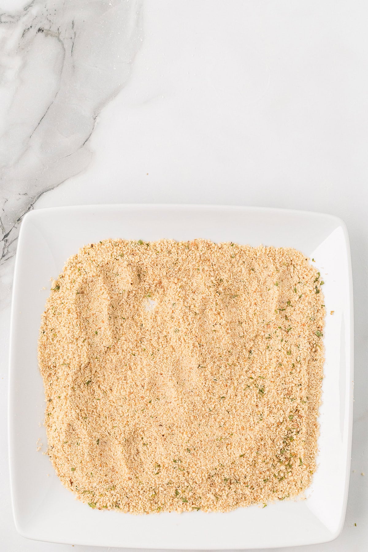 Breadcrumbs on a plate.