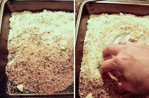 Prepare the breading mixture in a pan.