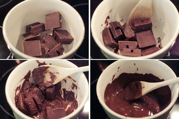 Melting chocolate in a microwaveable bowl.