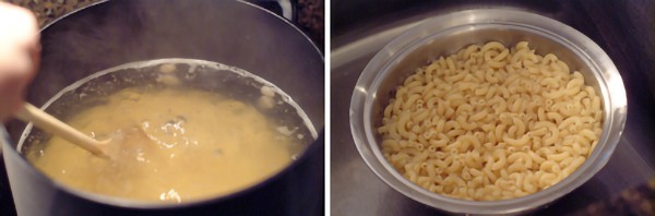 Cook and drain the macaroni.