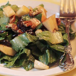 Tossed salad on a white plate.