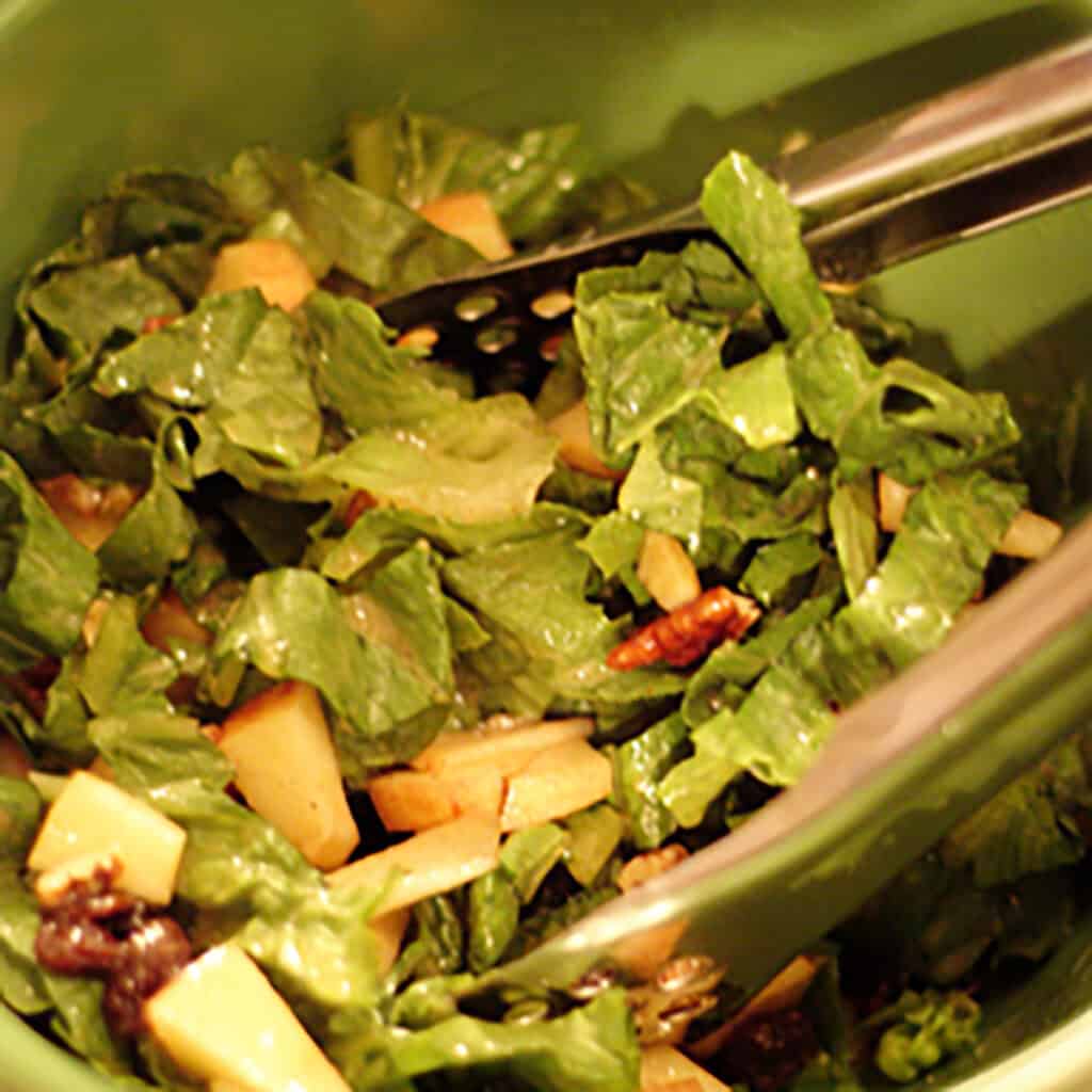 Vinaigrette added to salad.