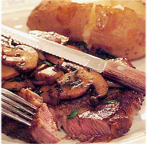 The Perfect Grilled Ribeye Steak - there's little better than a perfectly seasoned and grilled ribeye steak. Serve with sauteed mushrooms and a baked potato. https://www.lanascooking.com/grilled-steak-beebop-style/