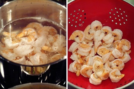 Cooked shrimp ready to add to the casserole.