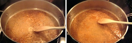 Making the sauce in the same skillet.
