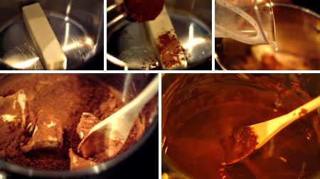 Collage of photos showing how to make the icing.