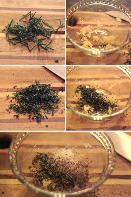 Photo collage of steps for making the pork chop rub.