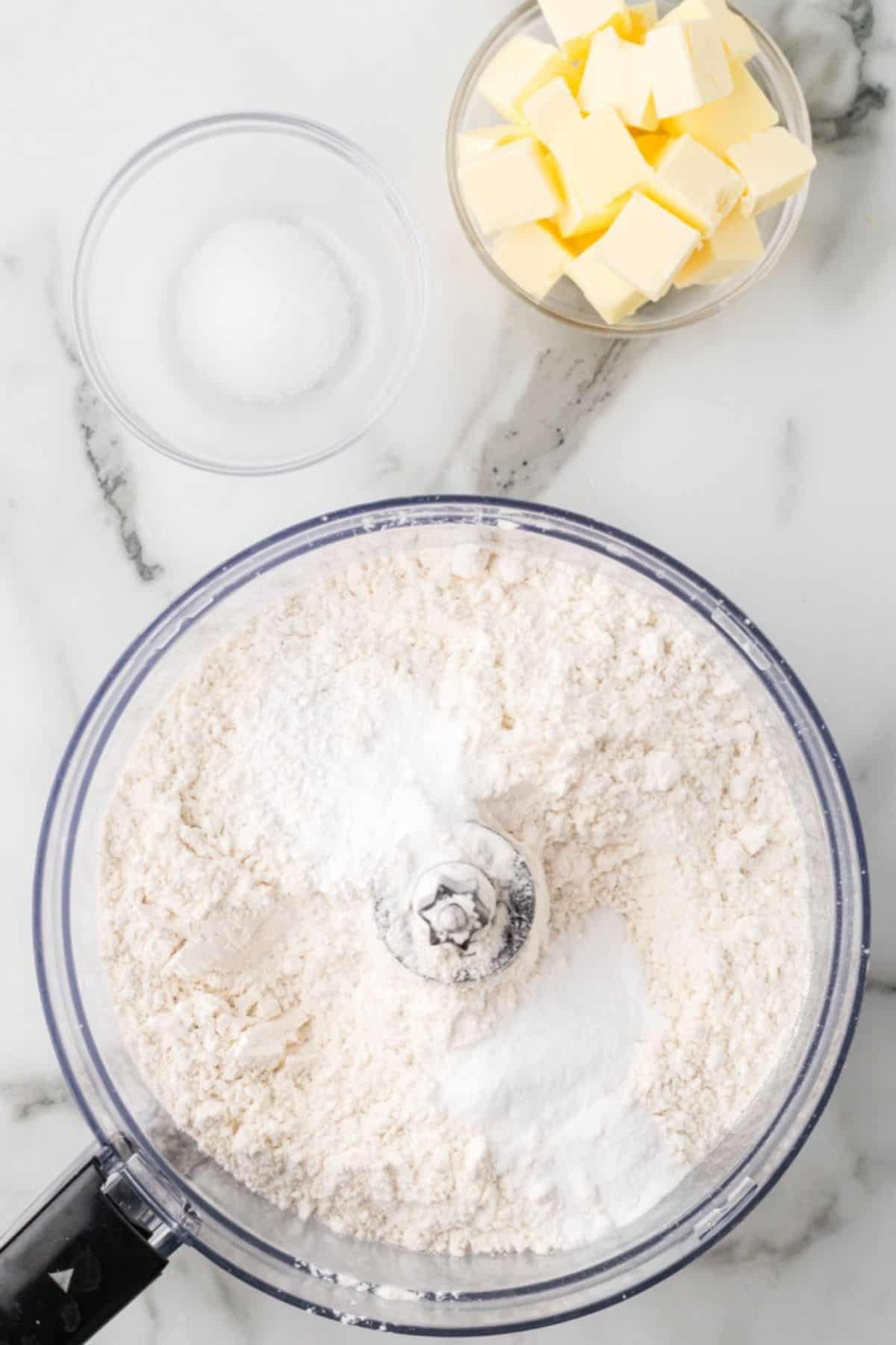 Flour in a food processor.