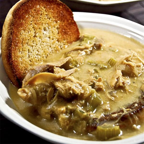 A south Georgia traditional recipe for Chicken Jallop - a chicken stew served over toasted hamburger buns. https://www.lanascooking.com/chicken-jallop