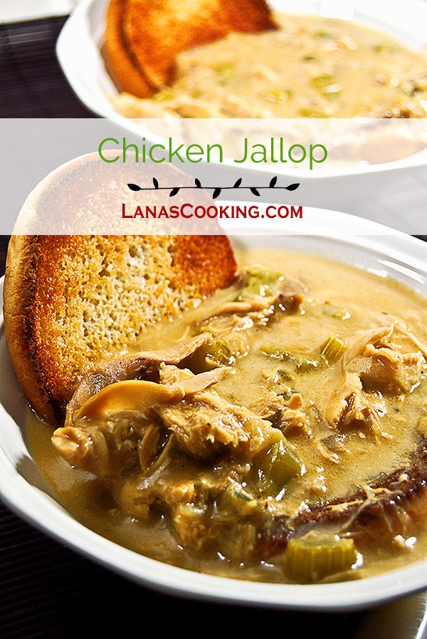 A south Georgia traditional recipe for Chicken Jallop - a chicken stew served over toasted hamburger buns. https://www.lanascooking.com/chicken-jallop