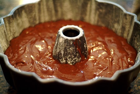 Pour batter into prepared pan