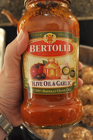 MeatballSubs_sauce Purchased marinara sauce in a jar.