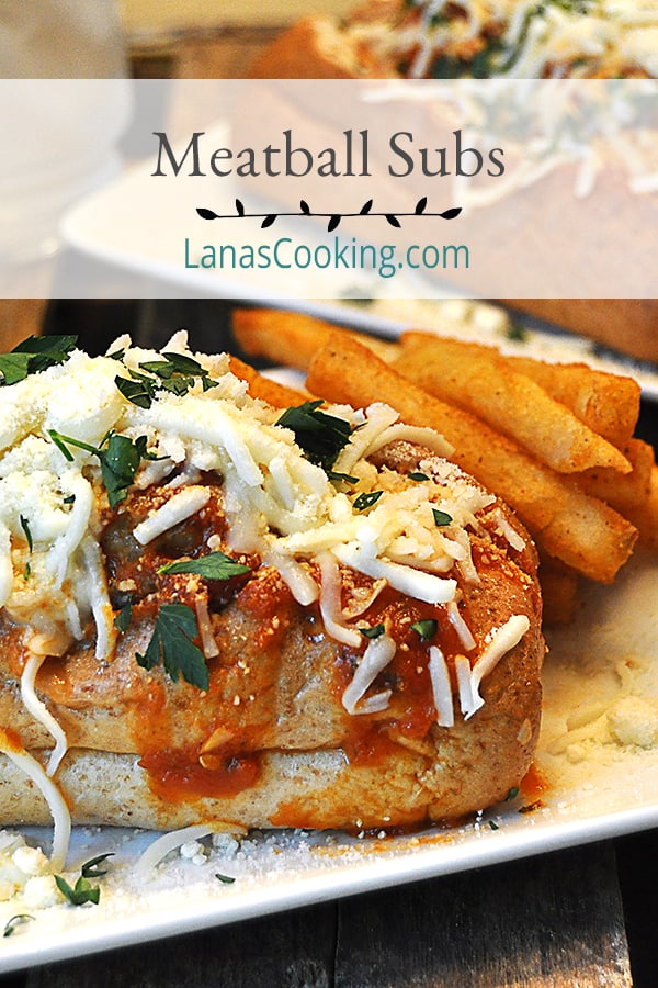 These Meatball Subs are made lighter and healthier by using baked meatballs, topped with marinara sauce and cheese on whole wheat rolls. https://www.lanascooking.com/meatball-subs/