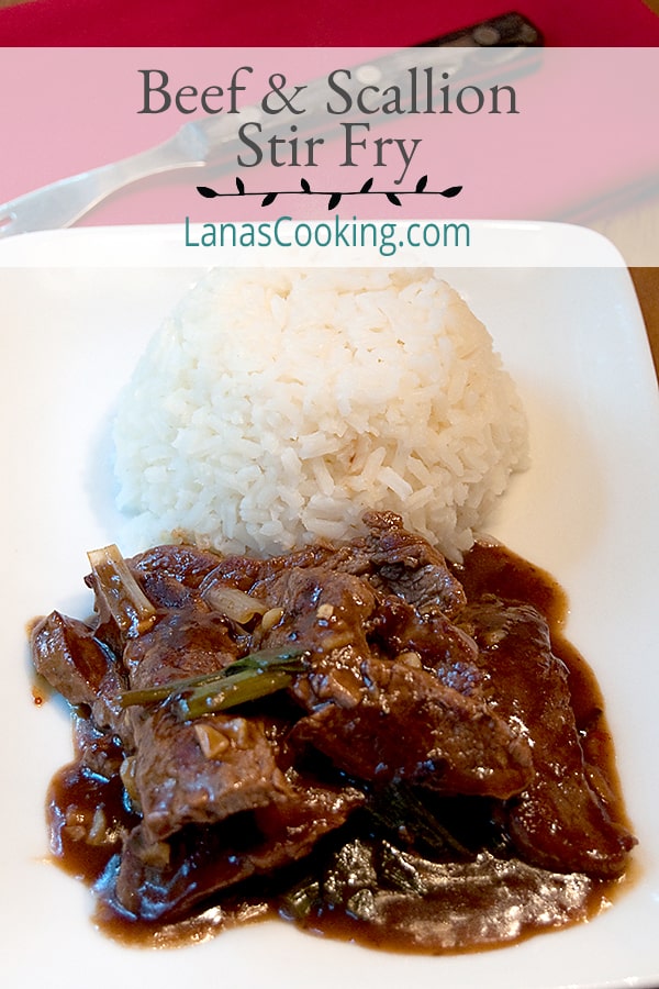 Beef and Scallion Stir Fry - a savory beef and scallion stir-fry with hoisin sauce for a quick and easy weeknight dinner. Serve with white or fried rice. https://www.lanascooking.com/beef-and-scallion-stir-fry/