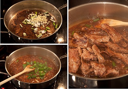 Beef and scallion stir-fry last step