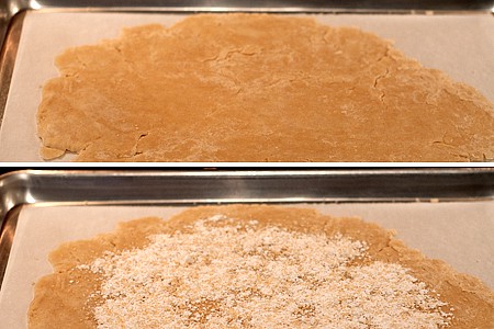 galette_doughonpan Place the rolled dough on a baking sheet