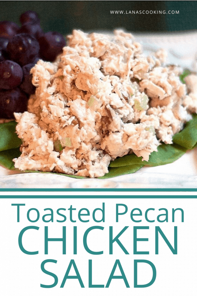 Toasted Pecan Chicken Salad A traditional chicken salad with the addition of toasted pecans for extra depth of flavor. https://www.lanascooking.com/toasted-pecan-chicken-salad/