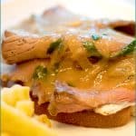 Hot Roast Beef Sandwich on a serving plate.