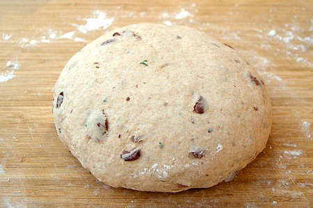 Olive-Rosemary French Toast Dough after kneading for 10 minutes.