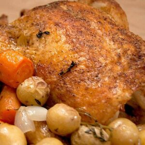 Best Roast Chicken - an easy method for cooking a succulent roast chicken with potatoes, onions, and carrots. https://www.lanascooking.com/best-roast-chicken/