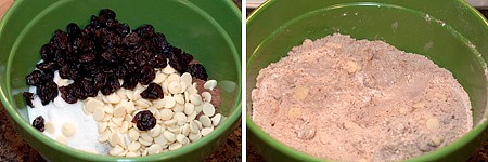 Dry ingredients for the recipe in a mixing bowl.