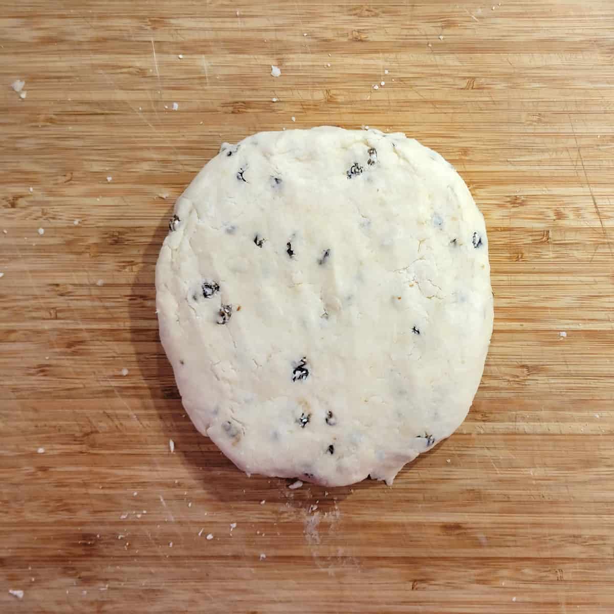 Dough formed into a circle.