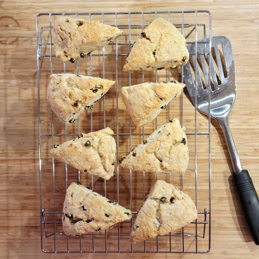 Scones on a cooling rack.