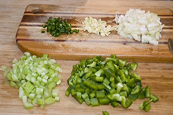 Prep veggies for Black Beans and Saffron Rice