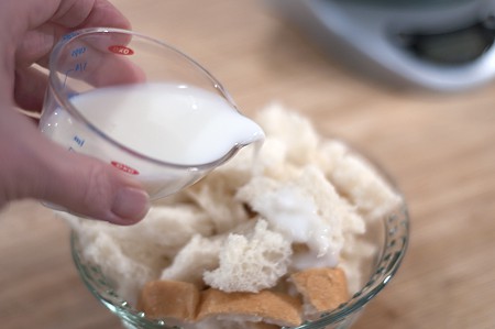 Baked Meatballs - preparing bread and milk