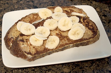 Assembling Banana-Maple French Toast