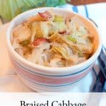 Braised Cabbage - Tender cabbage cooked with bacon and caraway seeds is easy to make and great for you. Excellent source of vitamin C. https://www.lanascooking.com/braised-cabbage/