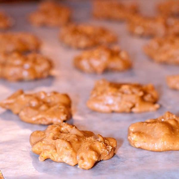 Southern Pecan Pralines - creamy, caramelized sugar loaded with toasted pecans. https://www.lanascooking.com/pecan-pralines/