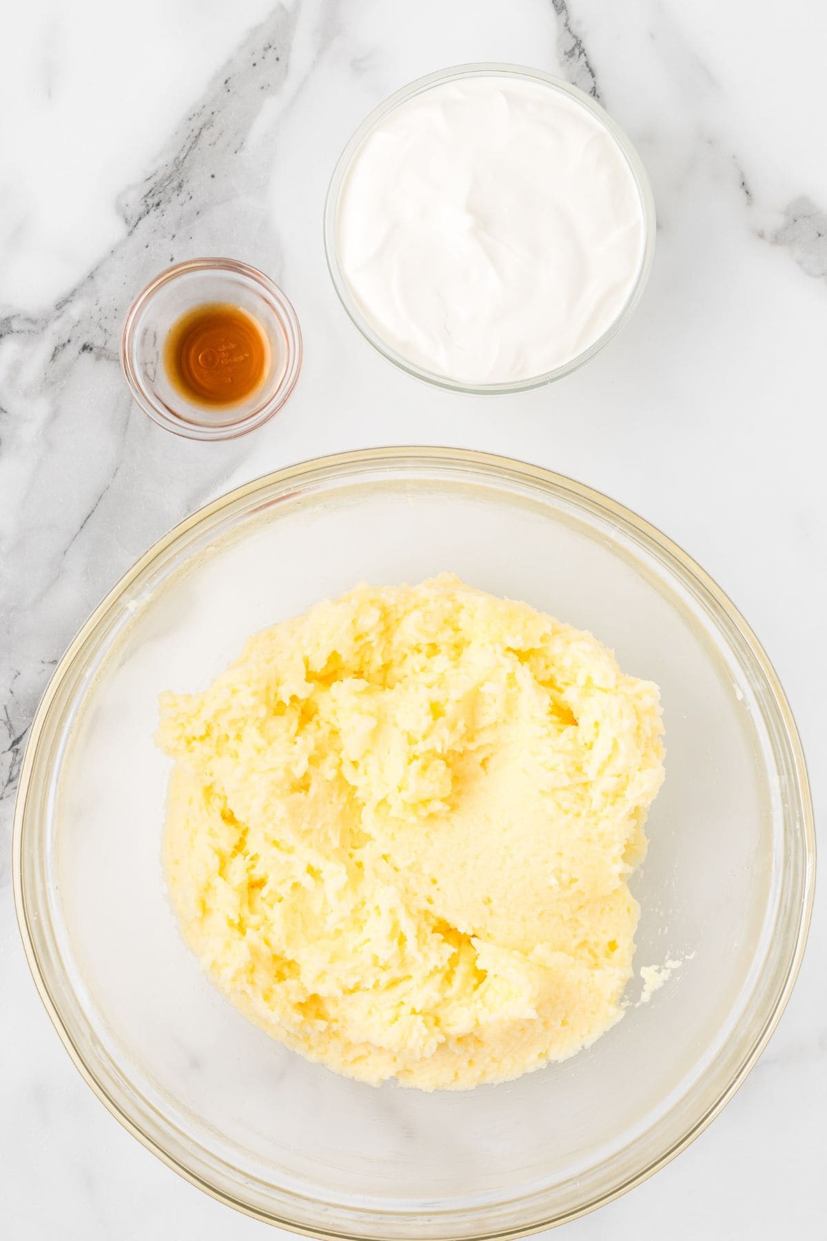 Coffee cake batter after having the eggs mixed in.