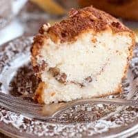 Sour Cream and Pecan Coffee Cake - A delicious, moist, sour cream and pecan coffee cake. Great for snack or breakfast with a lovely cup of coffee. https://www.lanascooking.com/sour-cream-pecan-coffee-cake/