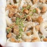 This delicious Vidalia Onion Gratin uses sweet as sugar onions and rich Gruyere cheese for a perfect pairing with pork or chicken. https://www.lanascooking.com/vidalia-onion-gratin/