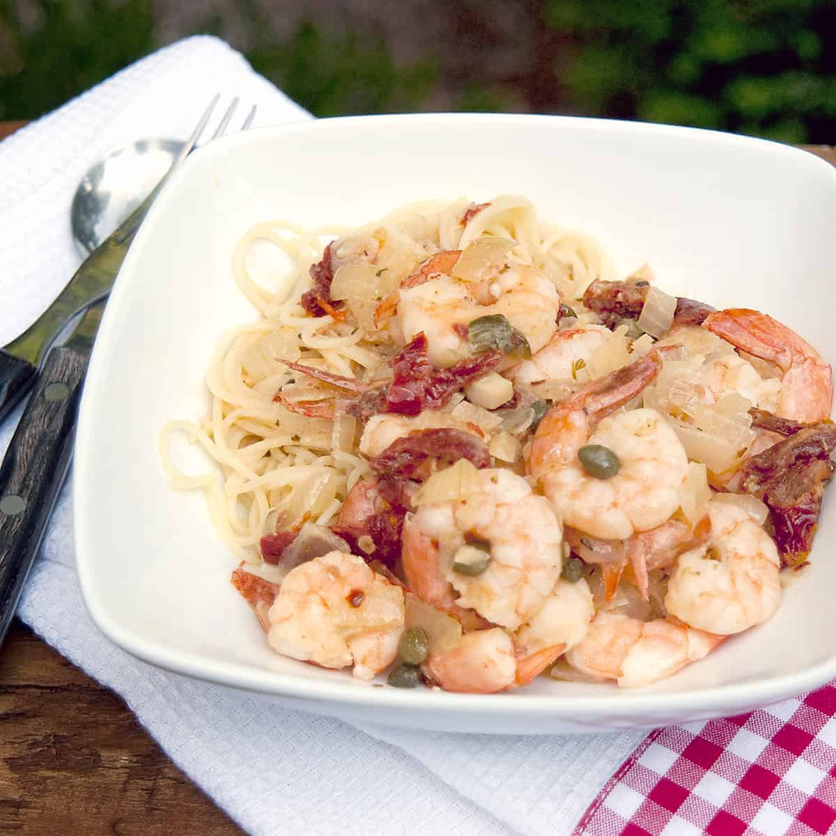 Mediterranean Shrimp with Angel Hair Pasta | Never Enough ...