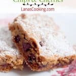 Classic blondies with the addition of chocolate chips and sweet, tart dried cherries. A sweet treat for after school, after work, or after dinner. https://www.lanascooking.com/blondies-with-chocolate-chips-and-cherries/