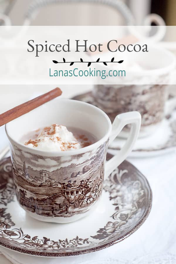 Spiced Hot Cocoa for Election Day - creamy, rich, and comforting hot chocolate spiced with cinnamon, nutmeg, and vanilla. https://www.lanascooking.com/spiced-hot-cocoa-for-election-day/