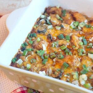 This southwestern style chicken is a quick family casserole good for busy week nights. Combines bright southwestern flavors with chicken and cheddar cheese. https://www.lanascooking.com/southwestern-style-chicken/
