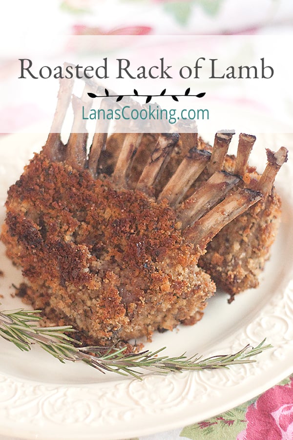 Oven Roasted Rack of Lamb coated with a mixture of bread crumbs, garlic, rosemary, and Dijon mustard. https://www.lanascooking.com/roasted-rack-of-lamb/
