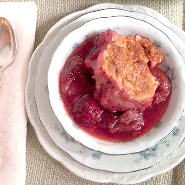 Make this Strawberry Cobbler in the spring with fresh from the farm berries, or any time of year with frozen ones From @NevrEnoughThyme https://www.lanascooking.com/strawberry-cobbler/
